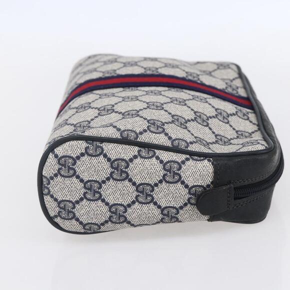 GUCCI GG Canvas Sherry Line Clutch Bag Red Navy 14.014.3553 Auth BA8450 - Picture 4 of 16